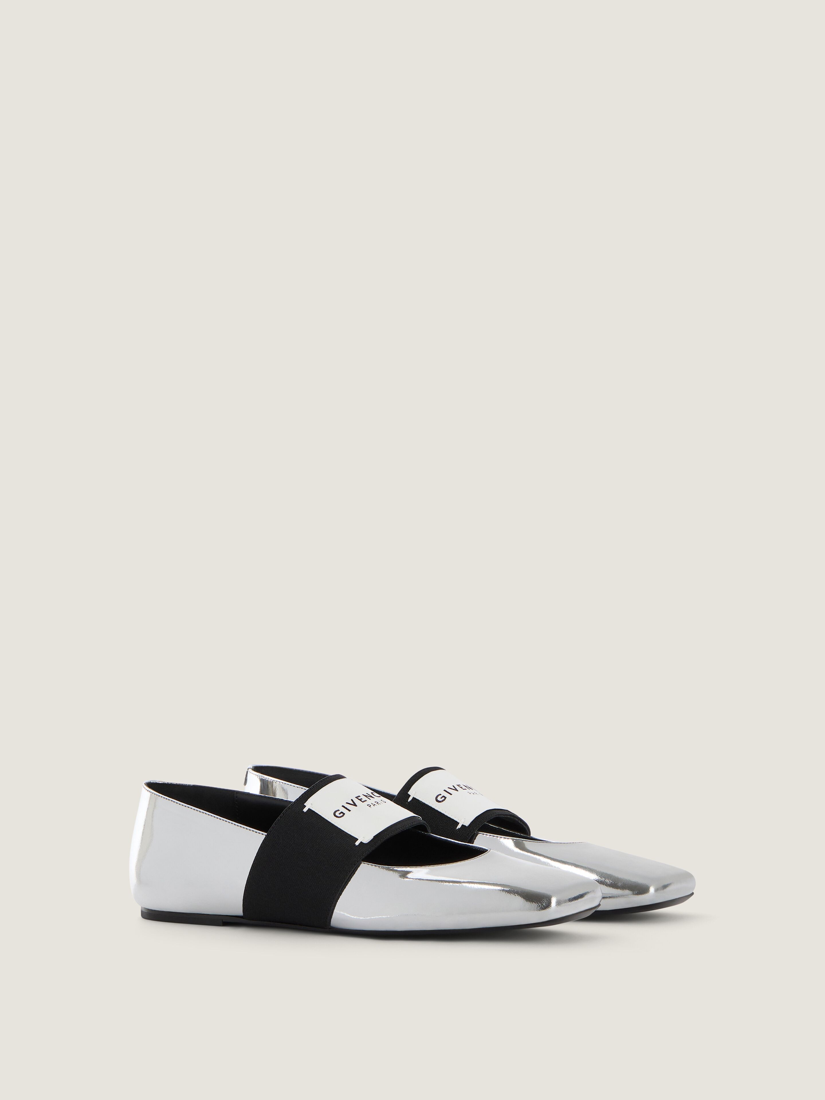 Sliced Square ballerinas in mirror effect leather